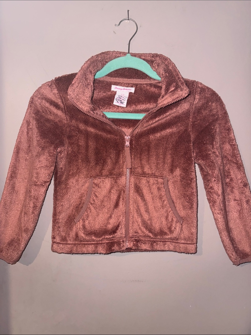 Tommy Bahama Cozy Plush Zip-Up Jacket in Mauve Brown